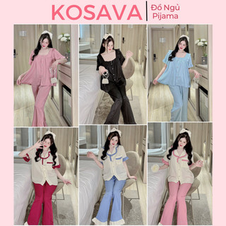 Đồ bộ pijama nữ mặc nhà chất liệu mango tay ngắn quần dài dễ thương KOSAVA