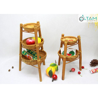 Kệ thúng tre nhiều tầng đựng trái cây 3 chân trụ T-MTRN-09_TTTM