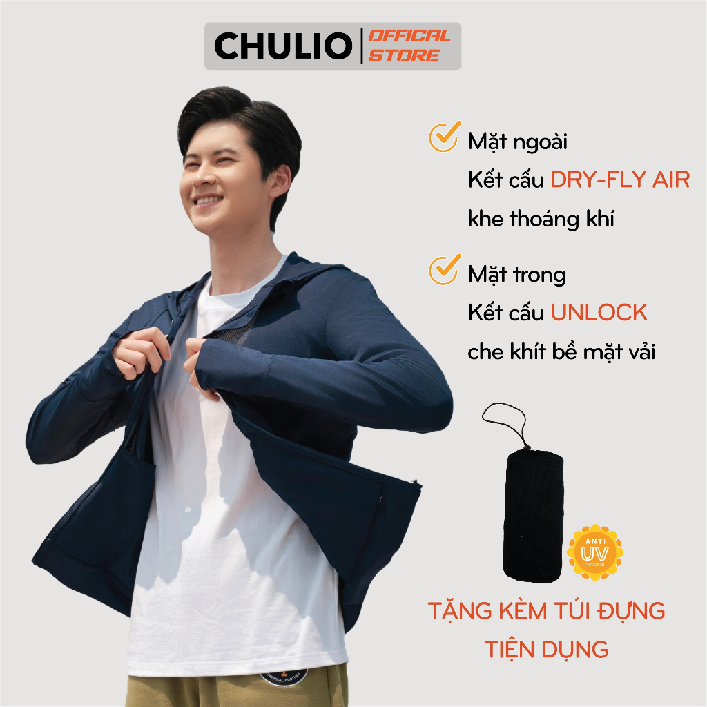 Áo Chống Nắng Nam Nữ Chulio vải dày có lỗ thông hơi chống tia UV, găng tay chống nắng