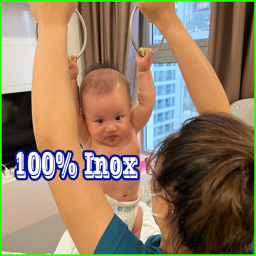 Vòng tập tay cho bé, vòng tập vận động cho bé 3 -18 tháng, Vòng tập Montessori 100% Inox