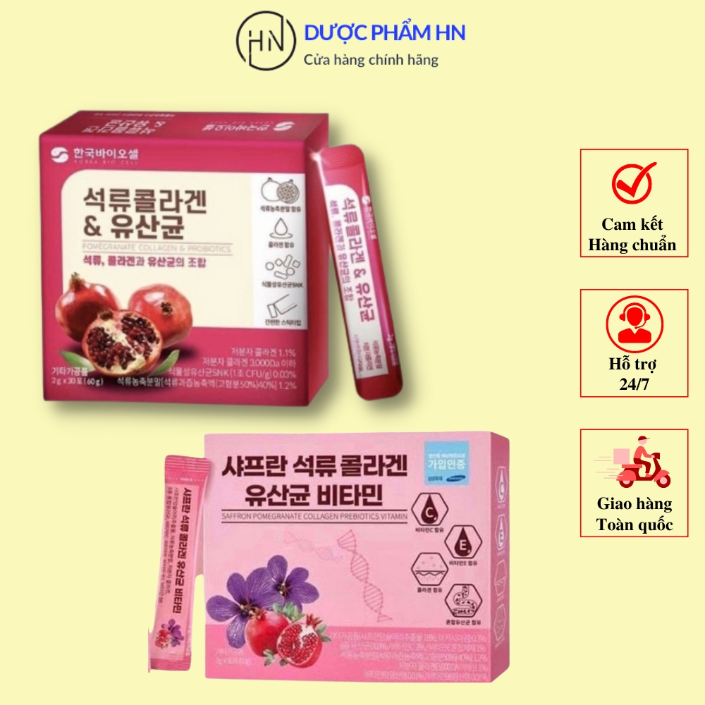 Bột Collagen Uống Lựu Đỏ Bio Cell Hàn Quốc, giảm mỡ, thừa cân, làm đẹp da, hộp 30 gói, duocphamhn92