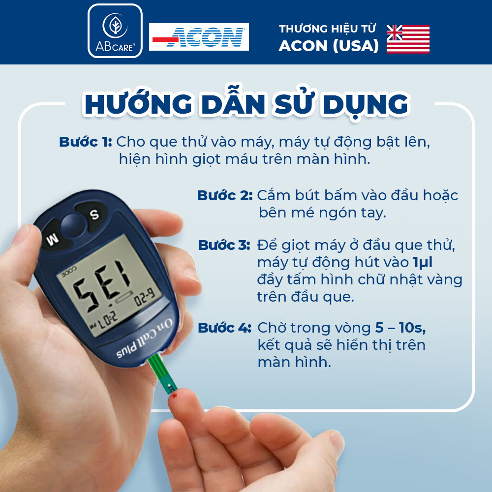 Máy đo đường huyết ACON On Call Plus - Đo nhanh trong 10S bảo hành trọn đời