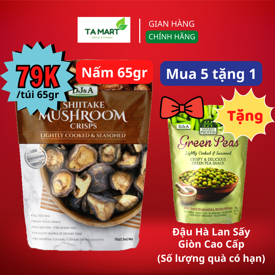 Nấm hương sấy giòn DJ&A tốt cho sức khoẻ - thích hợp giảm cân, KETO - DJ&A skitake mushroom crisps