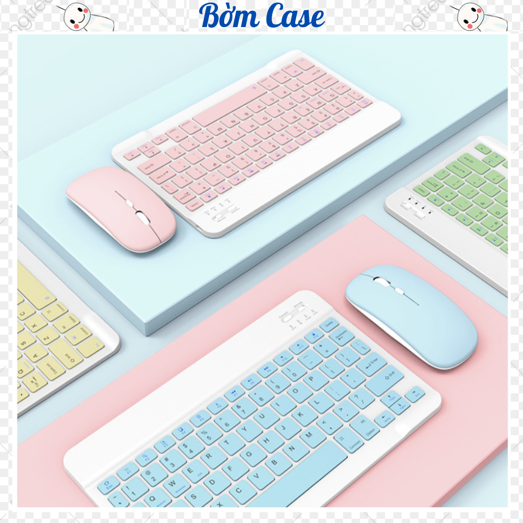 Bàn phím chuột không dây bluetooth siêu mỏng đẹp, phím nhẹ êm dùng cho điện thoại, máy tính bảng - BỜM CASE