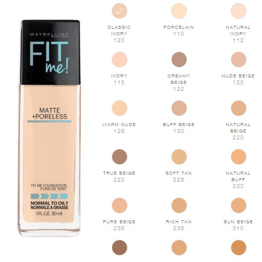 Kem nền lì tự nhiên Maybelline Fit Me Matte Poreless Foundation 30ml ( Không vòi nhấn)