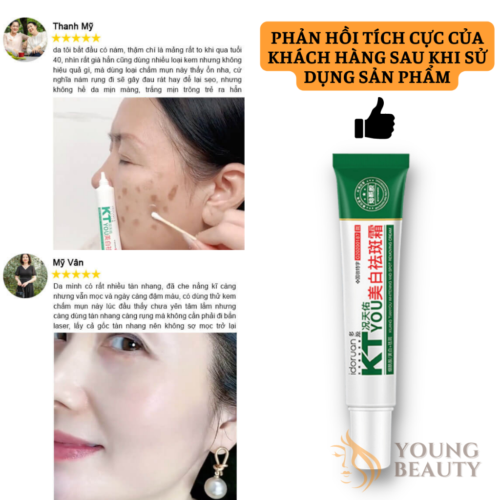 Kem chấm nám tàn nhang KT - Kem giảm nám, trắng da, đánh bay tàn nhang, cho làn da căng mịn - YOUNG BEAUTY