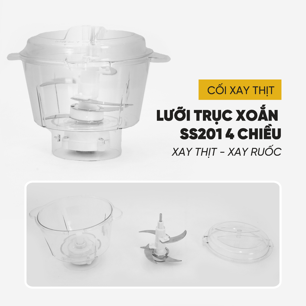 Máy xay đa năng 3 cối KUSCHELN xay sinh tố, xay thịt, xay hạt chuẩn Đức công suất 350W - KBD033-350