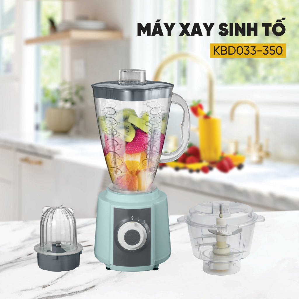 Máy xay đa năng 3 cối KUSCHELN xay sinh tố, xay thịt, xay hạt chuẩn Đức công suất 350W - KBD033-350