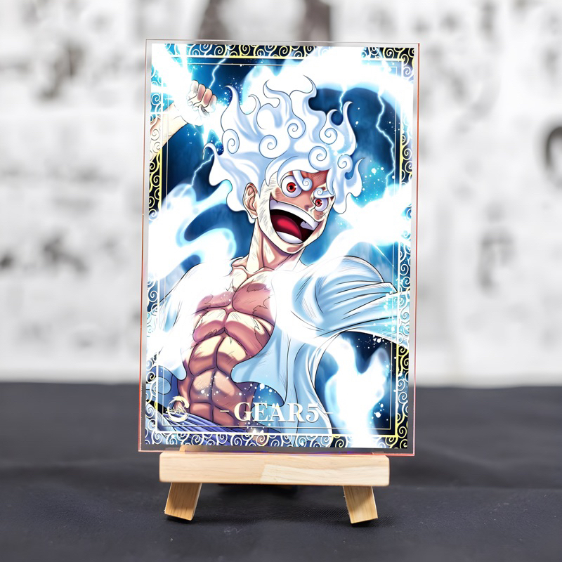 Tranh Kính Anime Chủ Đề One Piece - Luffy Gear 5 trang trí góc học tập, decor bàn làm việc