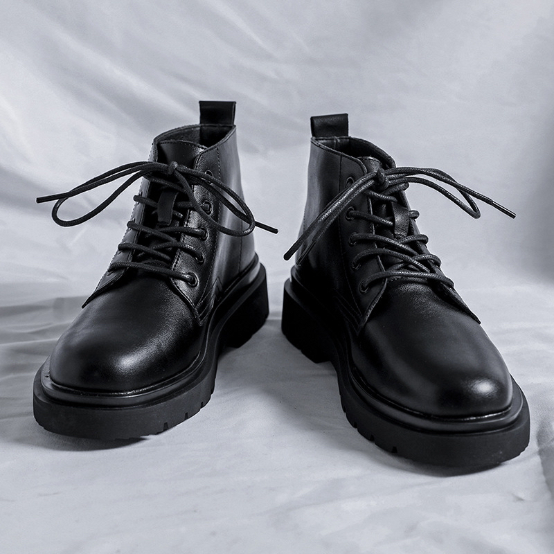 Giày boot cổ lửng nam, da bò thật LMH0092