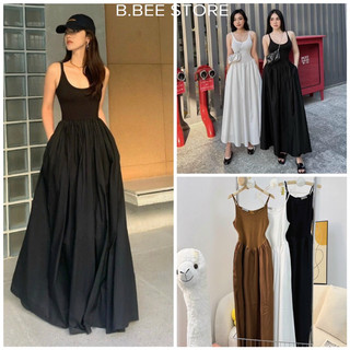 Đầm dây gân phối kate form maxi basic cgzr