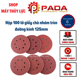 Hộp 100 tờ giấy chà nhám tròn đường kính 125mm-180mm-230m-Độ nhám từ P40 đến P240