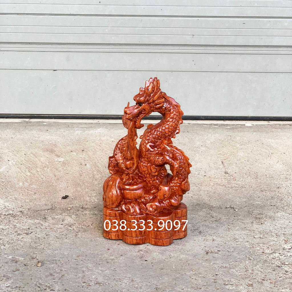 Tượng linh vật con rồng tuổi thìn cao 15cm và 20cm được làm bằng gỗ hương nguyên khối