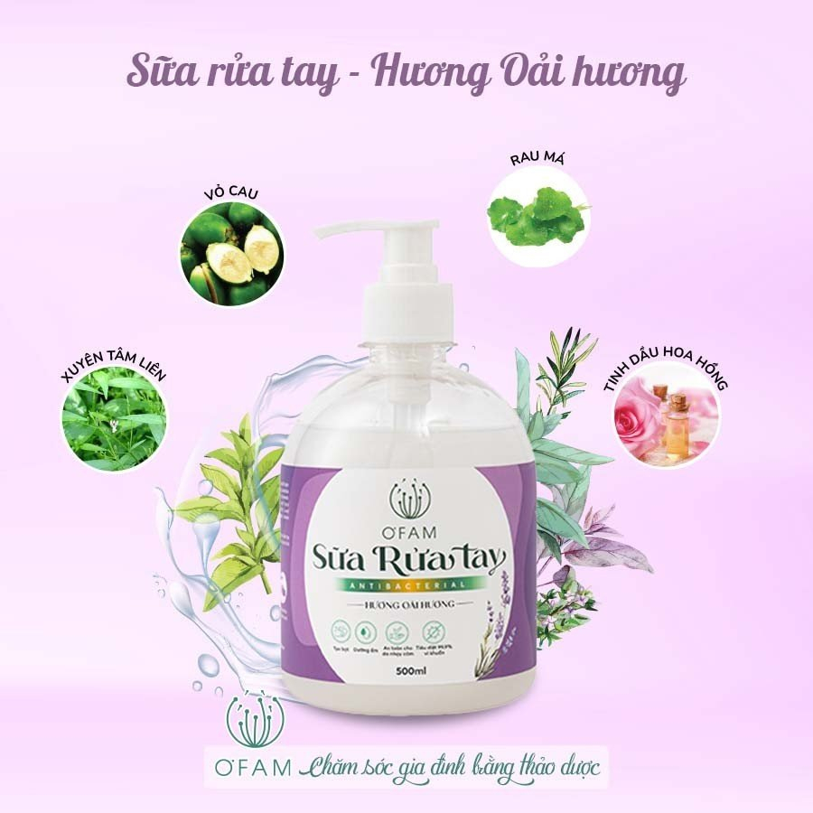 Sữa rửa tay O'Fam 500ml an toàn lành tính, dưỡng ẩm da tay và ngăn ngừa vi khuẩn