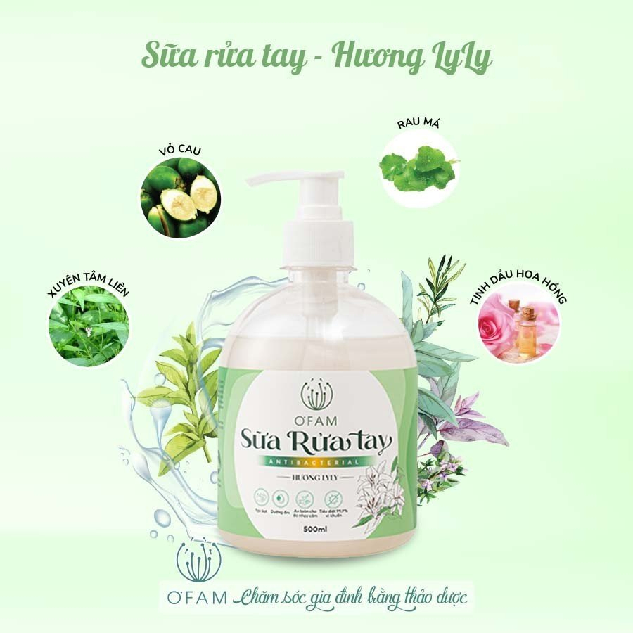 Sữa rửa tay O'Fam 500ml an toàn lành tính, dưỡng ẩm da tay và ngăn ngừa vi khuẩn