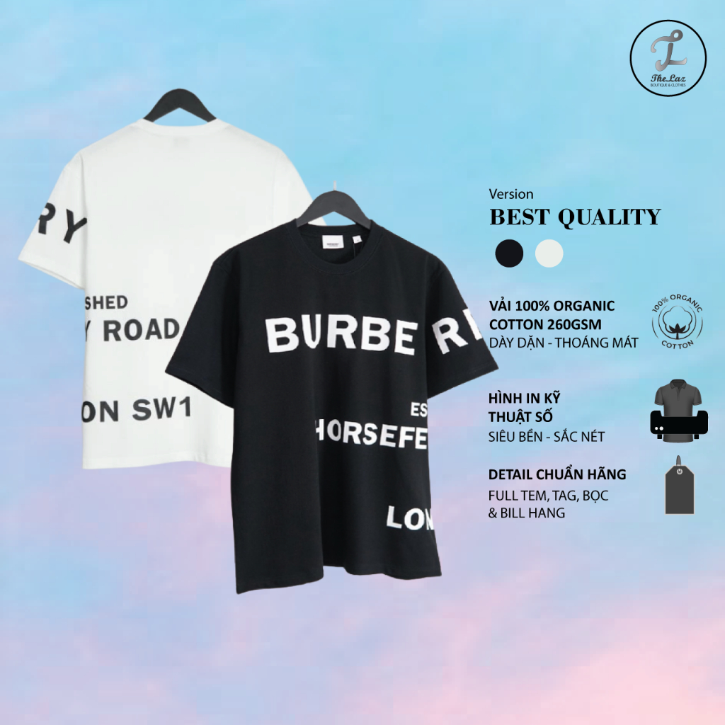 ÁO THUN BBR HORSEFERRY , ÁO THUN BBR CHỮ CHÉO NAM NỮ UNISEX