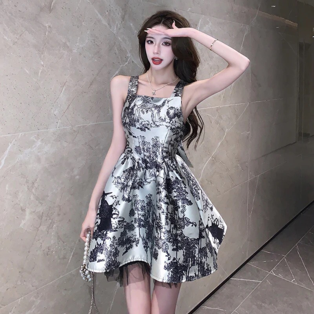 Đầm Nữ 2 Dây Bánh Bèo  MELLYSTORE Váy Bánh Bèo Chất Liệu Vải Taffa Cao Cấp Đính Nơ Bản To Đẹp Quyến Rũ ,Sang Trọng | BigBuy360 - bigbuy360.vn