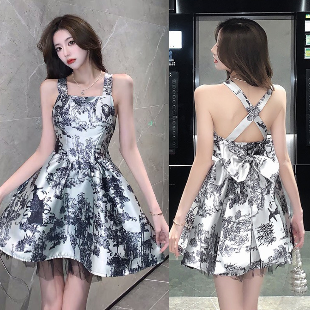 Đầm Nữ 2 Dây Bánh Bèo  MELLYSTORE Váy Bánh Bèo Chất Liệu Vải Taffa Cao Cấp Đính Nơ Bản To Đẹp Quyến Rũ ,Sang Trọng | BigBuy360 - bigbuy360.vn