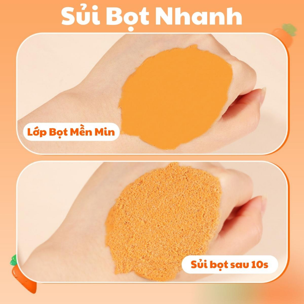 Mặt Nạ Sủi Bọt Cà Rốt Thải Độc Sạch Mụn, Mặt Nạ Cà Rốt Sủi Bọt Se Khít Lỗ Chân Lông, Mặt Nạ Sủi Bọt Hút Dầu Sáng Mịn Da