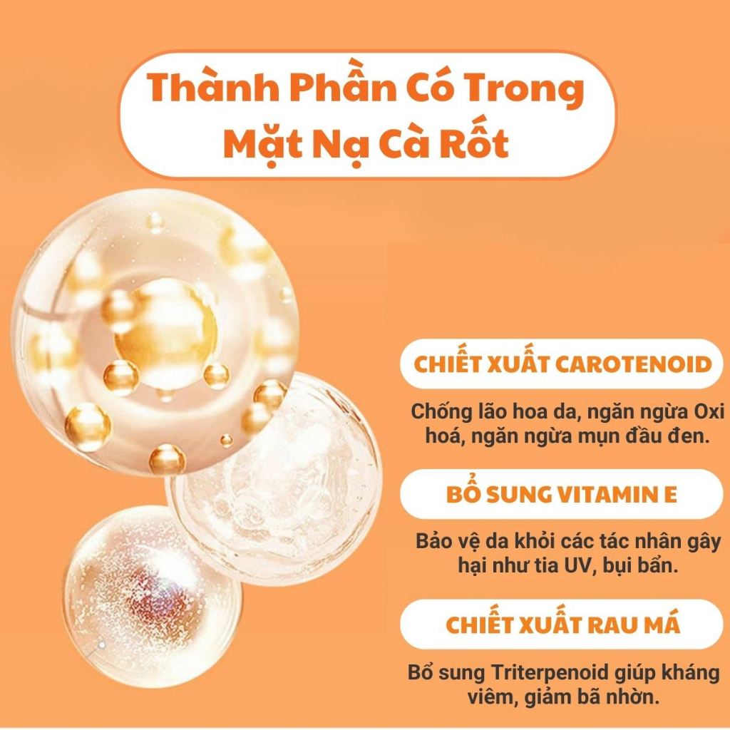 Mặt Nạ Sủi Bọt Cà Rốt Thải Độc Sạch Mụn, Mặt Nạ Cà Rốt Sủi Bọt Se Khít Lỗ Chân Lông, Mặt Nạ Sủi Bọt Hút Dầu Sáng Mịn Da