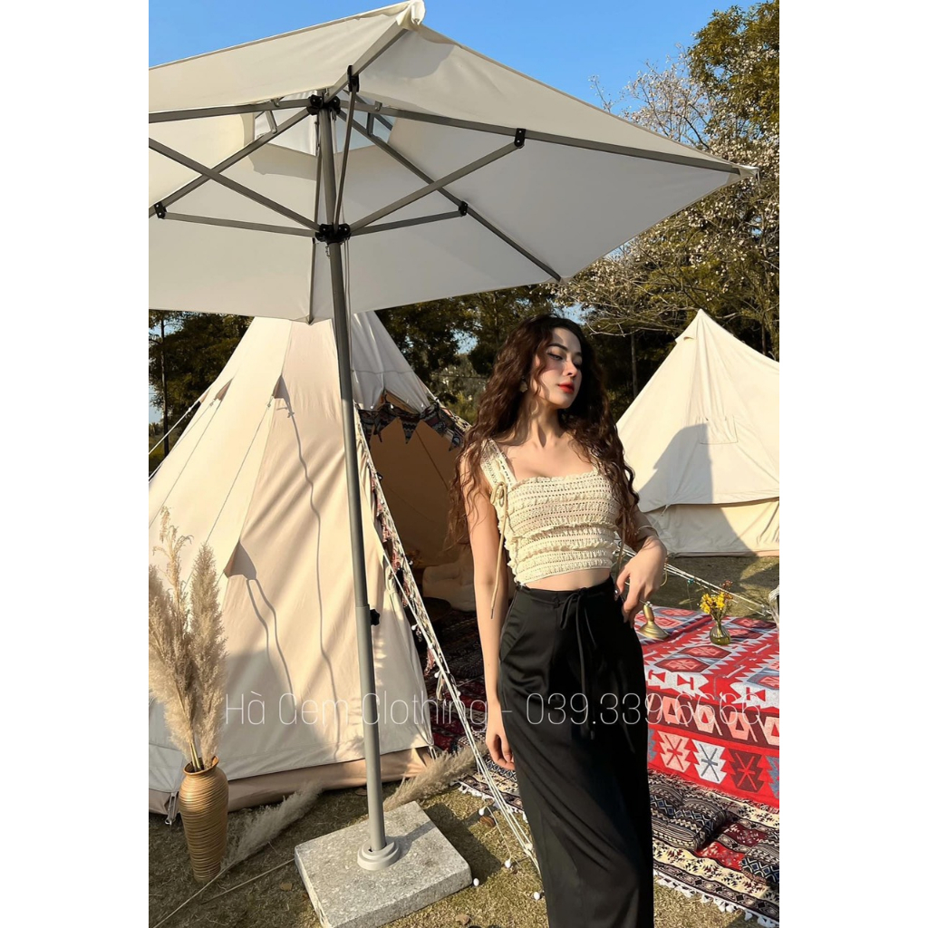 Áo 2 dây ren croptop buộc / Áo crt vải dệt ôm sát body tôn dáng siêu đẹp, dễ phối đồ, co dãn phong cách ulzzang KUDOSHOP