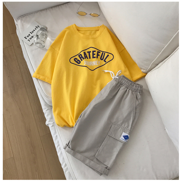⚡𝐅𝐫𝐞𝐞𝐒𝐡𝐢𝐩⚡ Bộ Thể Thao Nam Nữ Mùa Hè - Áo Thun Tay Lỡ Unisex Form Rộng Oversize - Áo Phông Đôi -Quần Đùi Short Kaki