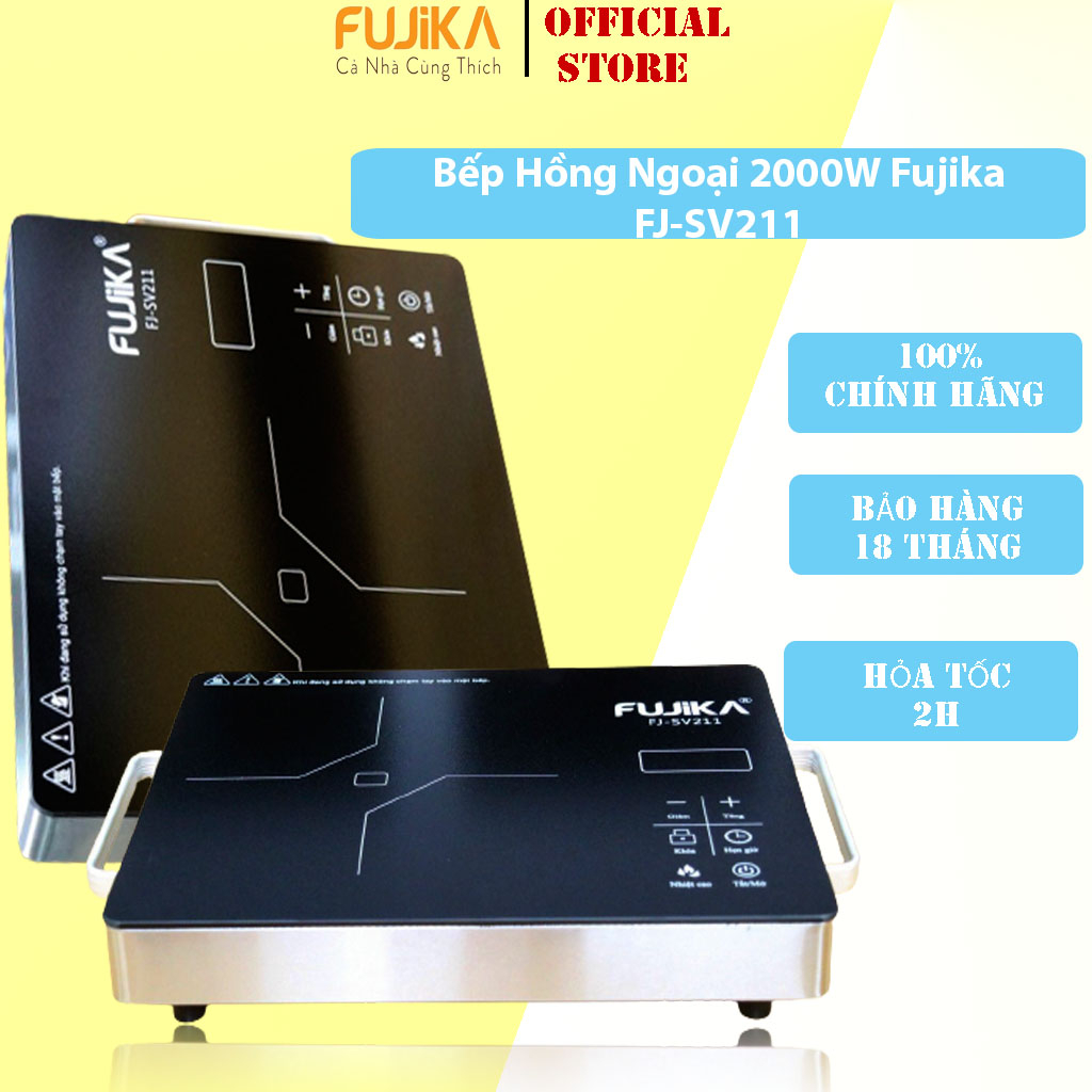 Bếp Hồng Ngoại 2000W Fujika FJ-SV211 Mặt Kính Ceramic Nấu Mọi Loại Nồi Có Thể Nướng Trực Tiếp Trên Bếp-Hàng Nhập Khẩu