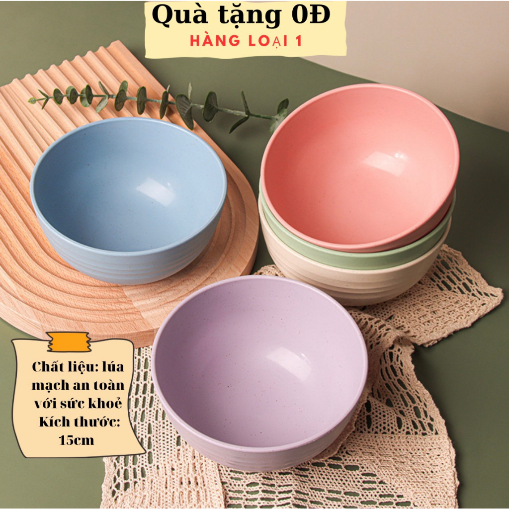 Bát Chén Ăn Cơm Gia Đình 15CM AC Decor Chất Liệu Lúa Mạch An Toàn, Bát Ăn Dặm Nhiều Màu