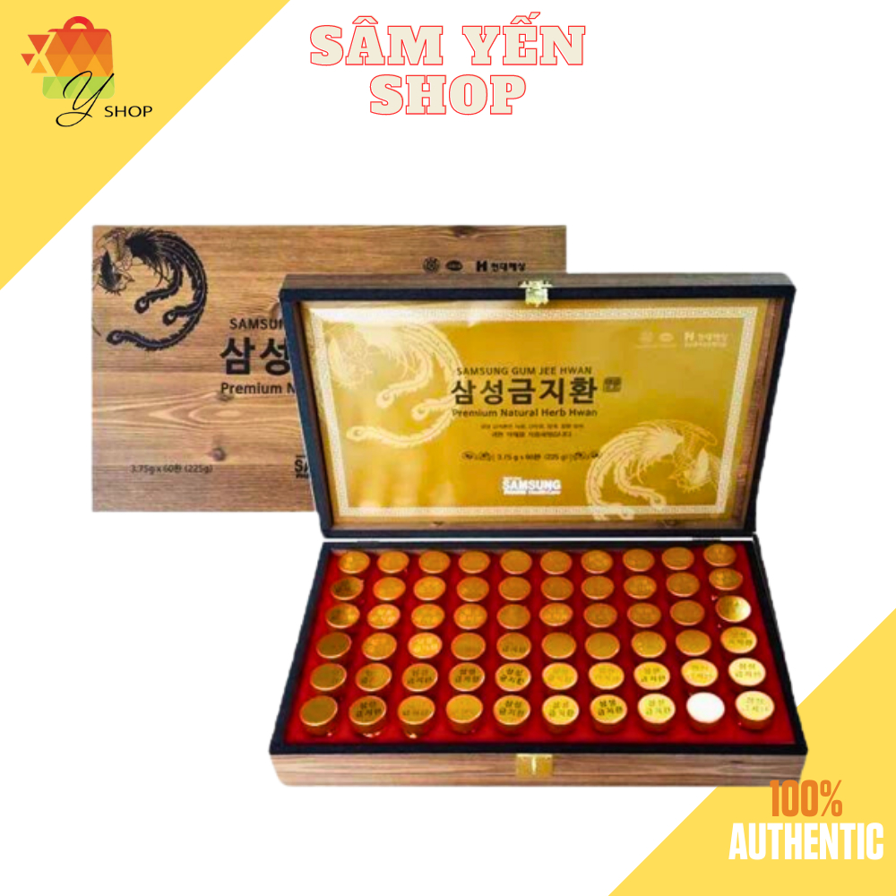 An Cung Ngưu Hoàng Hoàn Hàn Quốc Tuần Hoàn Não Hộp Gỗ Đen Loại 60 Viên