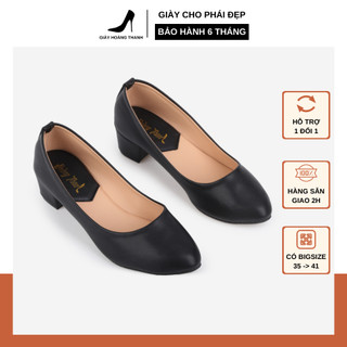 Giày cao gót đế vuông 3cm mũi nhọn basic màu đen hoàng thanh g2