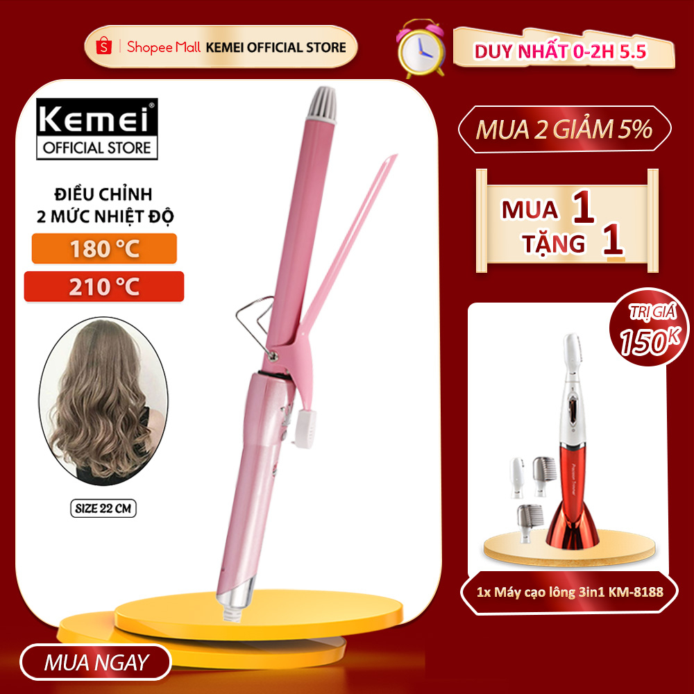 Máy uốn tóc cao cấp Kemei KM-219 điều chỉnh 2 mức nhiệt độ thích hợp sử dụng mọi loại tóc uốn xoăn, uốn lọn - chính hãng
