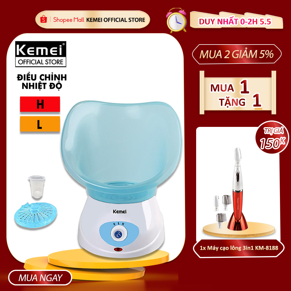 Máy xông mặt hơi nước Kemei KM-6080 điều chình 2 mức nhiệt độ tiện lợi giải quyết tận gốc các vấn đề và da mặt