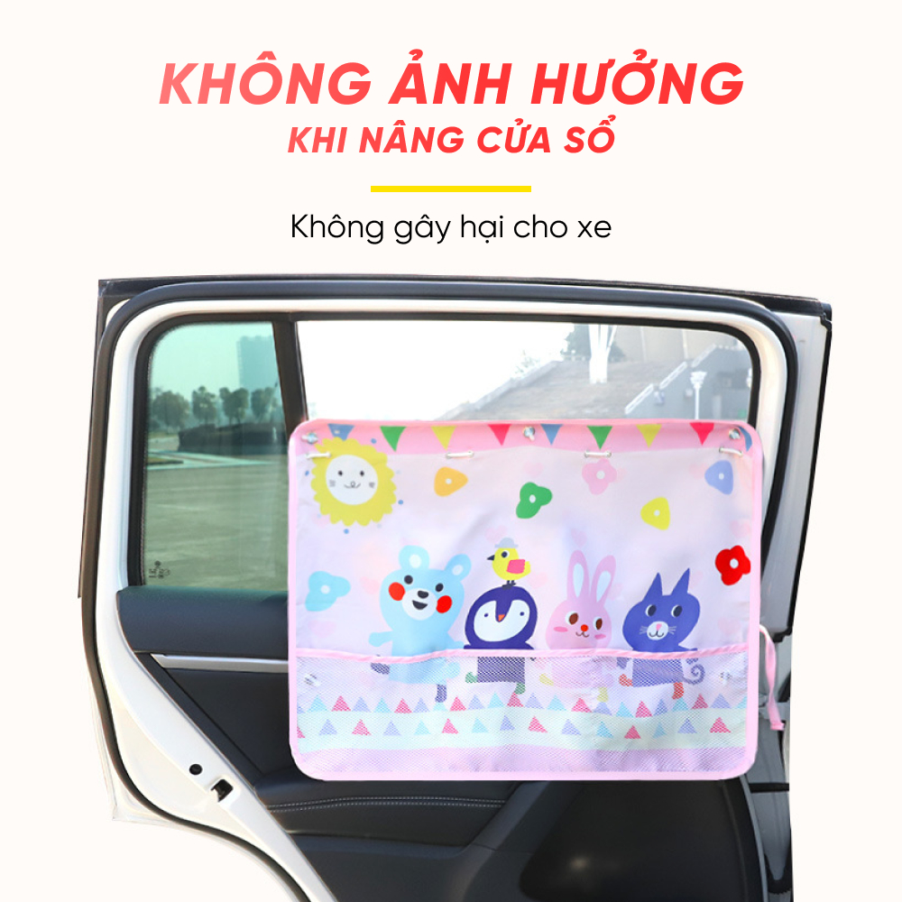 Rèm Vải Che Nắng Ô Tô Hàn Quốc Phối Hình Dễ Thương Có Gắc Hút | BigBuy360 - bigbuy360.vn