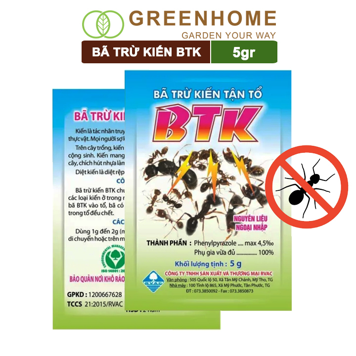 Thuốc diện kiến tận ổ Greenhome btk, gói 5gr, hiệu quả cao, dễ sử dụng, tác dụng lâu dài