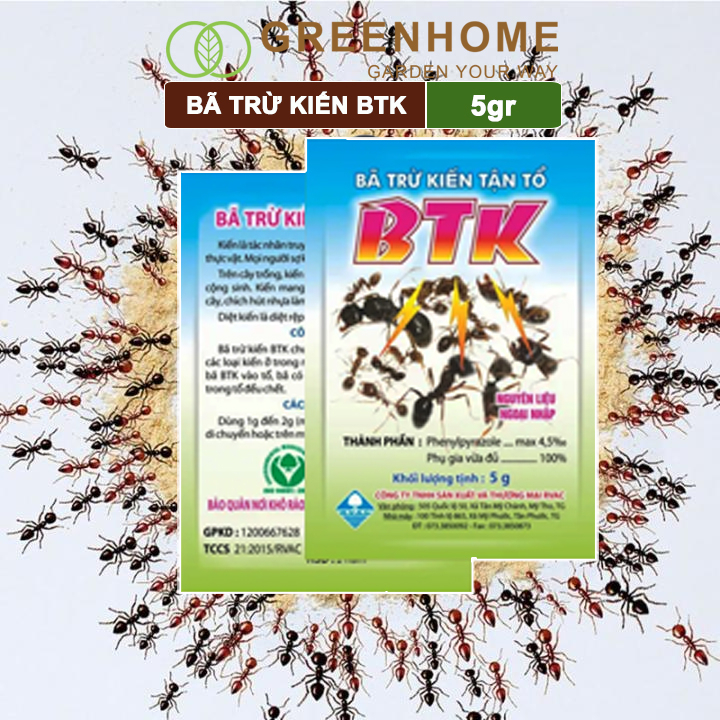 Thuốc diện kiến tận ổ Greenhome btk, gói 5gr, hiệu quả cao, dễ sử dụng, tác dụng lâu dài