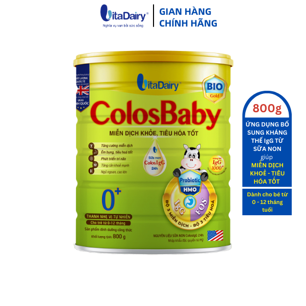 Sữa Bột Colosbaby Bio Gold 0+ 800gram hỗ trợ tiêu hóa tốt, tăng cường miễn dịch cho bé - VitaDairy