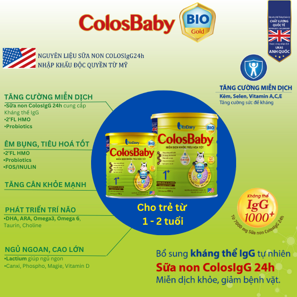 Sữa bột COLOSBABY BIO GOLD 1+ 400g hỗ trợ tiêu hóa tốt, miễn dịch khỏe cho bé - VitaDairy