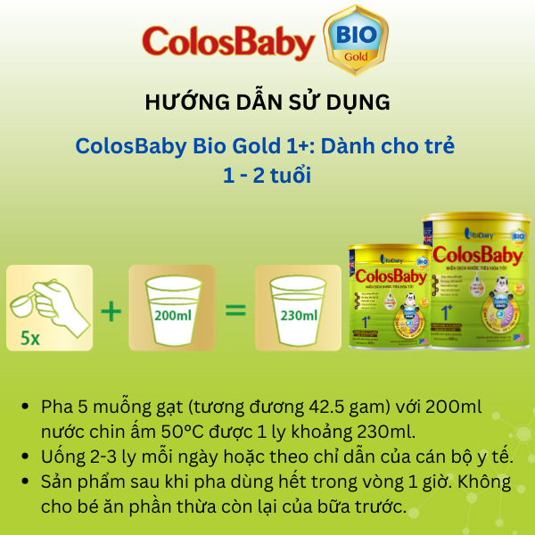 Sữa bột COLOSBABY BIO GOLD 1+ 400g hỗ trợ tiêu hóa tốt, miễn dịch khỏe cho bé - VitaDairy