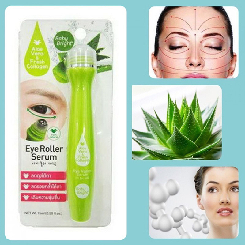 Thanh lăn mắt đá lạnh chiết xuất lô hội & collagen tươi Baby Bright Aloe Vera & Fresh Collagen Eye Roller Serum