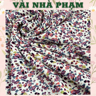 Lụa mango vệt tím nền trắng-khổ 1.5m-vải nhà phạm