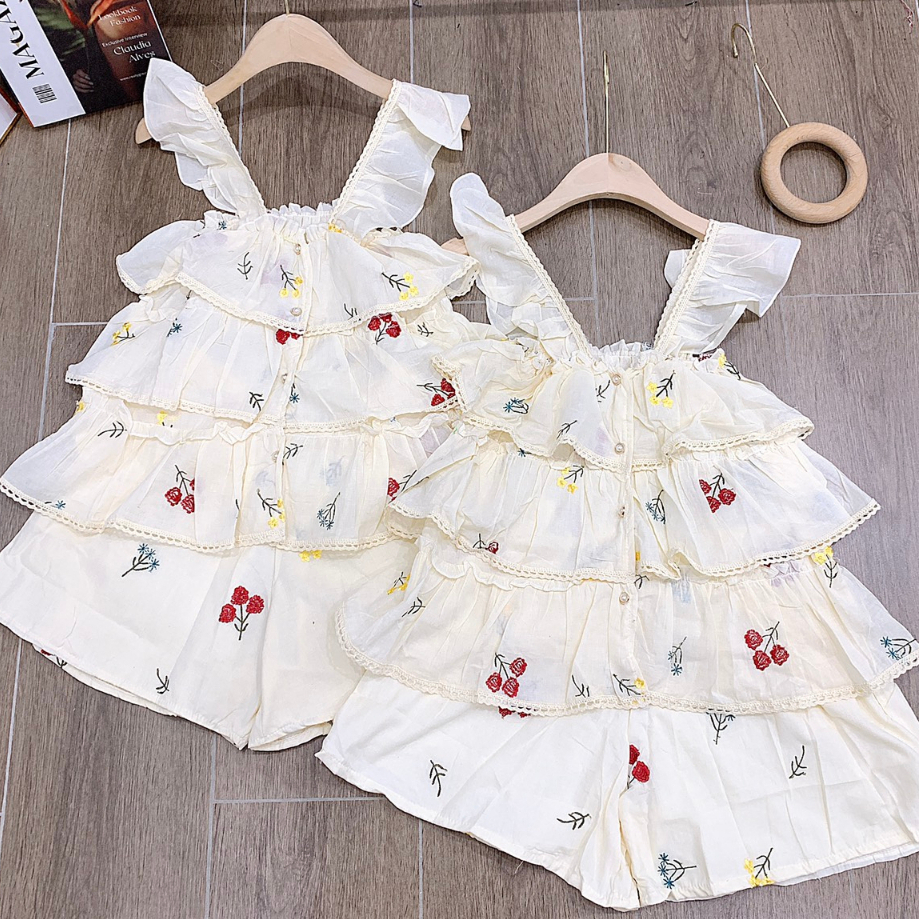Set Áo Hai Dây Thêu Phối Ren Tầng Size dưới 55kg - HD188 | BigBuy360 - bigbuy360.vn