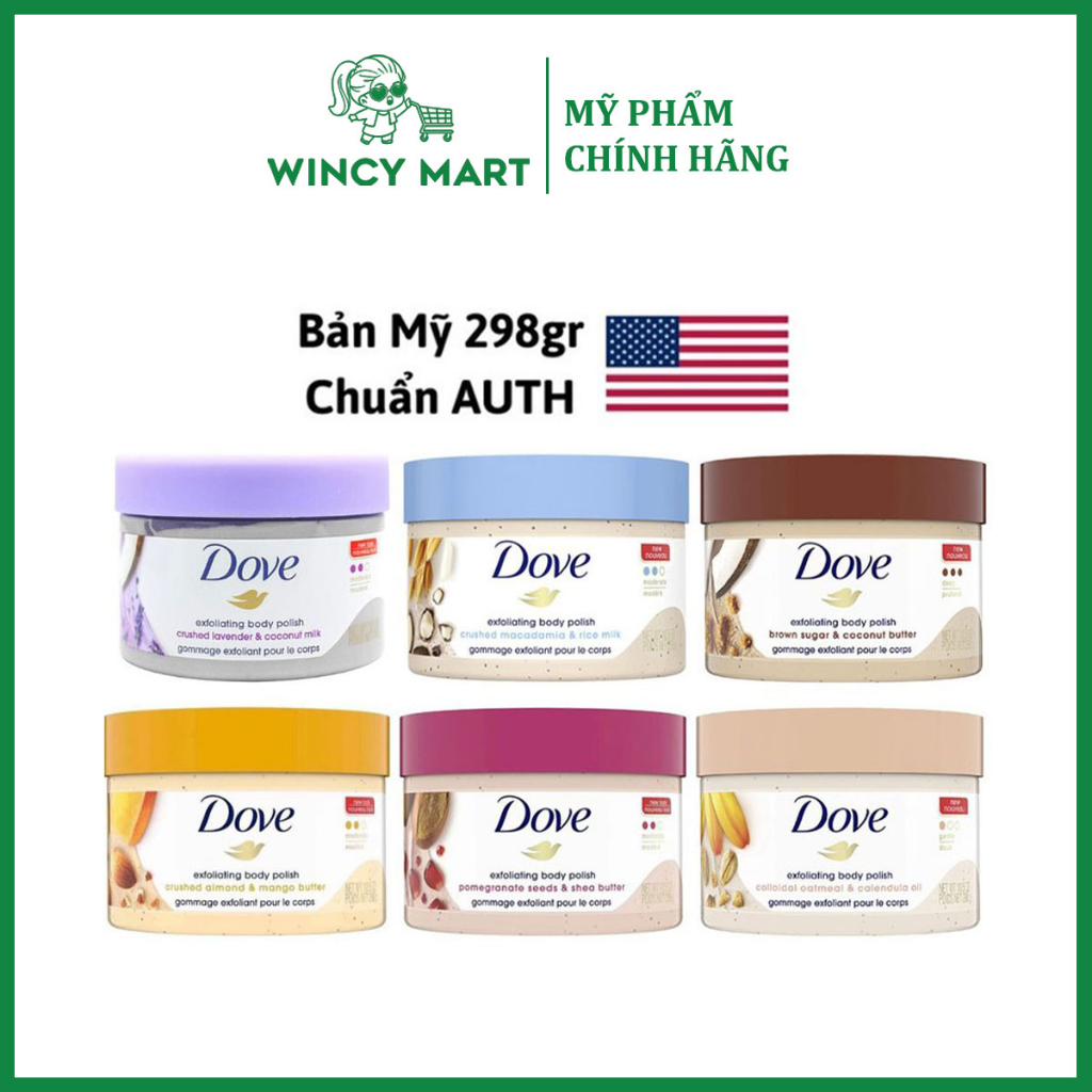 [Bản Mỹ] Tẩy Da, Tế Bào Chết Body Toàn Thân Dove Mỹ Date 2025 Giúp Da Mịn Màng Căng Bóng 298GR - Wincy Mart