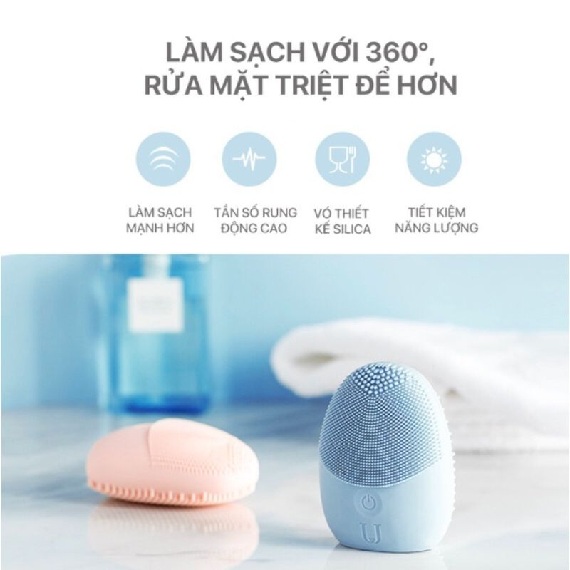 Máy rửa mặt silicone Mini.so cao cấp làm sạch sâu giúp da trắng sáng mịn màng XIAOMIMI