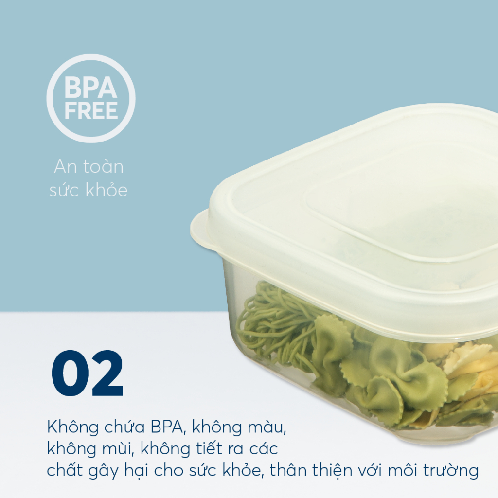 Bộ 3 hộp thực phẩm vuông hokkaido 750-1500-2500ml - quà tặng từ Kalite