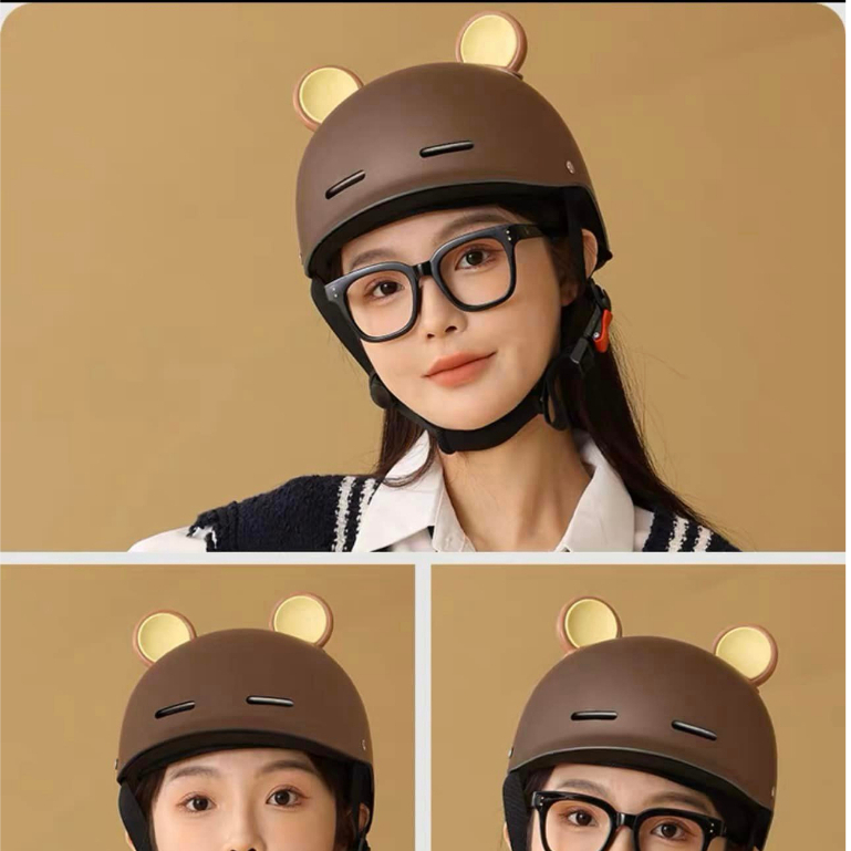 Tai Gấu Gắn Mũ Bảo Hiểm 2 Màu Cute,Hot Trend-Kèm Keo Dán Siêu Chắc