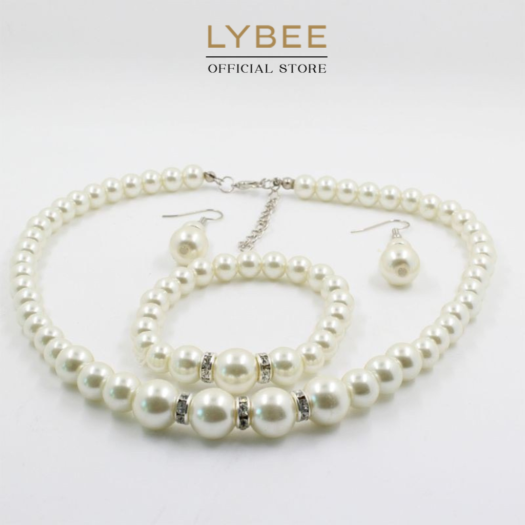 Bộ trang sức ngọc trai LYBEE AP011 vòng cổ - vòng tay - bông tai sang trọng dành cho nữ