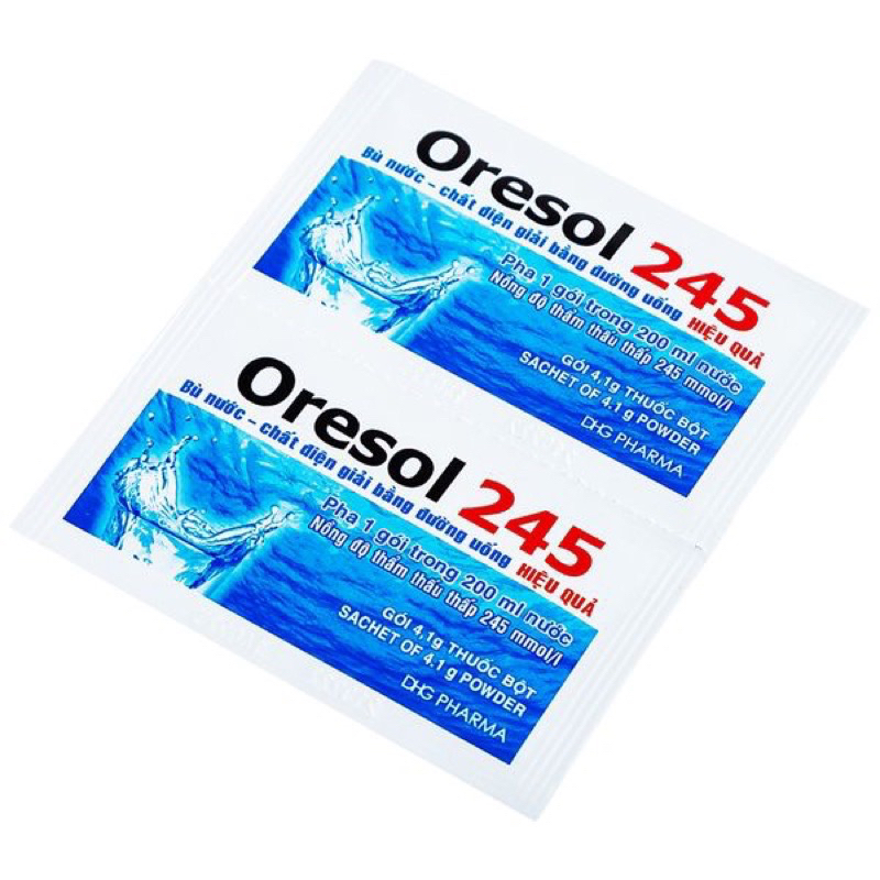 Gói Oresol 245 Bù nước và điện giải cho cơ thể. Hộp 20 gói 4,1gram.