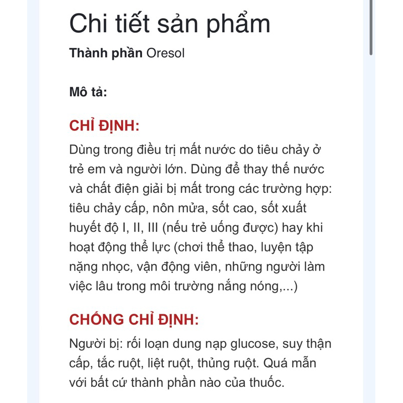 Gói Oresol 245 Bù nước và điện giải cho cơ thể. Hộp 20 gói 4,1gram.
