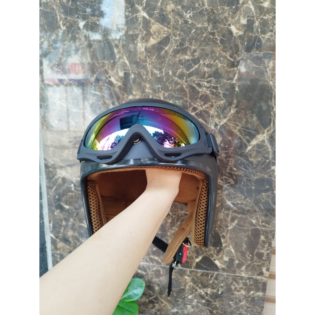 Mũ bảo hiểm mặt nạ beon - mũ 3/4 kèm mặt nạ beon phượt (hàng chuẩn)