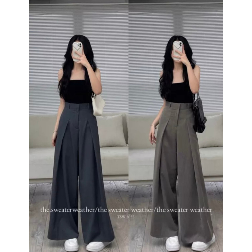 Quần ống rộng xếp ly phong cách ulzzang tôn dáng siêu đỉnh MaiA 7301